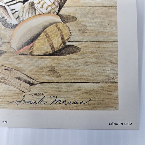 Vintage Beach Seashells Art Print Artist Signed Frank Massa 1978 The Guild NY - Picture 9 of 13